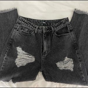Fashion Nova Black acid wash jeans